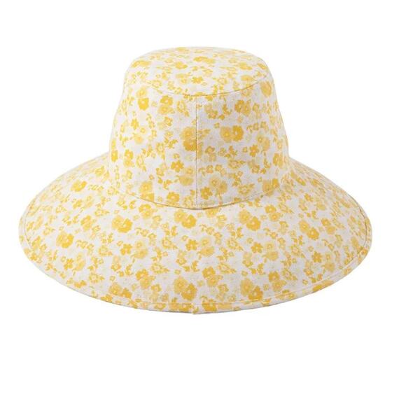 Lack of Color Sunshine Bloom Yellow S/M Floral Holiday Drawstring Bucket Hat NWT - Picture 1 of 3